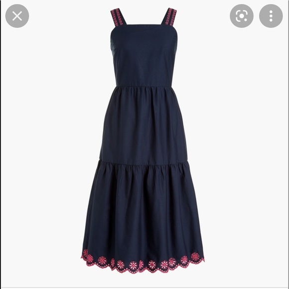 NWT J Crew Factory Embroidered Scalloped Tiered Dress size 10. - Picture 2 of 5